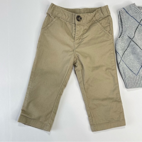 Bundle kids 2 piece 3-6 month khaki pants and vest sweater - Picture 8 of 10